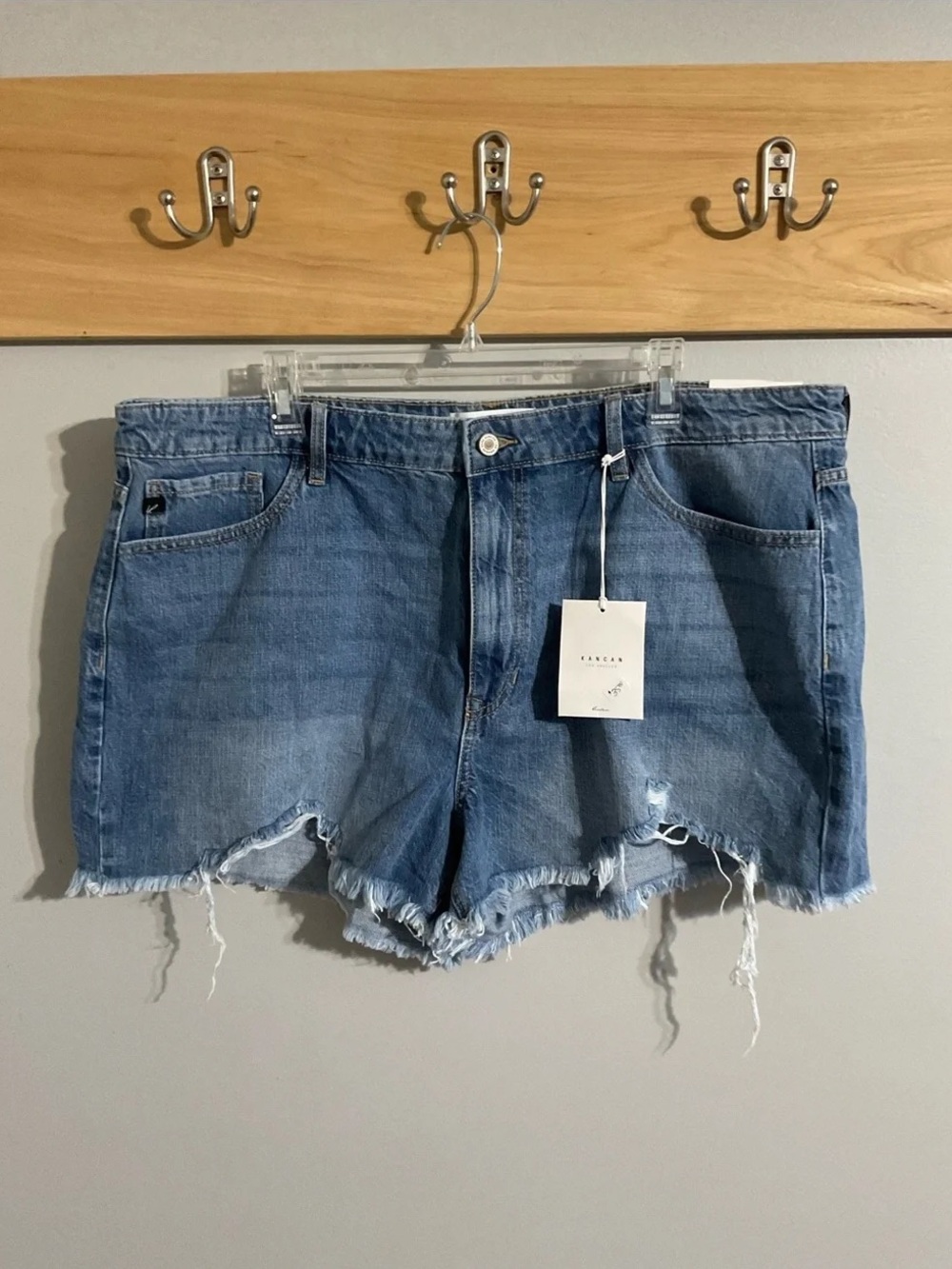 KanCan Light Blue Distressed Frayed Hem Denim Shorts